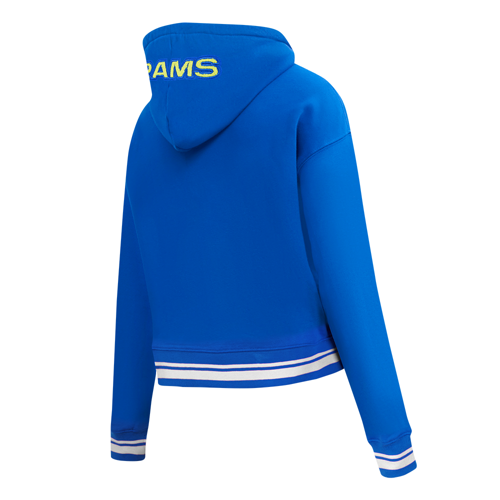 NFL LOS ANGELES RAMS MASHUP WOMEN'S RIB CROPPED PO HOODIE (ROYAL BLUE)