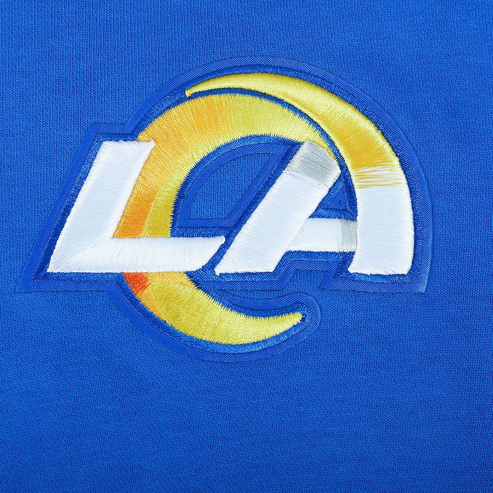 NFL LOS ANGELES RAMS MASHUP WOMEN'S RIB CROPPED PO HOODIE (ROYAL BLUE)