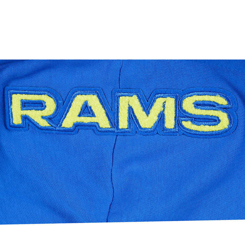 NFL LOS ANGELES RAMS MASHUP WOMEN'S RIB CROPPED PO HOODIE (ROYAL BLUE)
