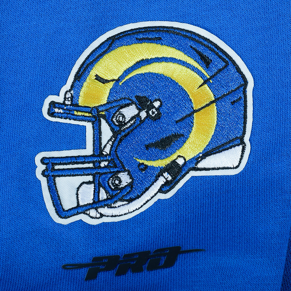 NFL LOS ANGELES RAMS MASHUP WOMEN'S RIB CROPPED PO HOODIE (ROYAL BLUE)
