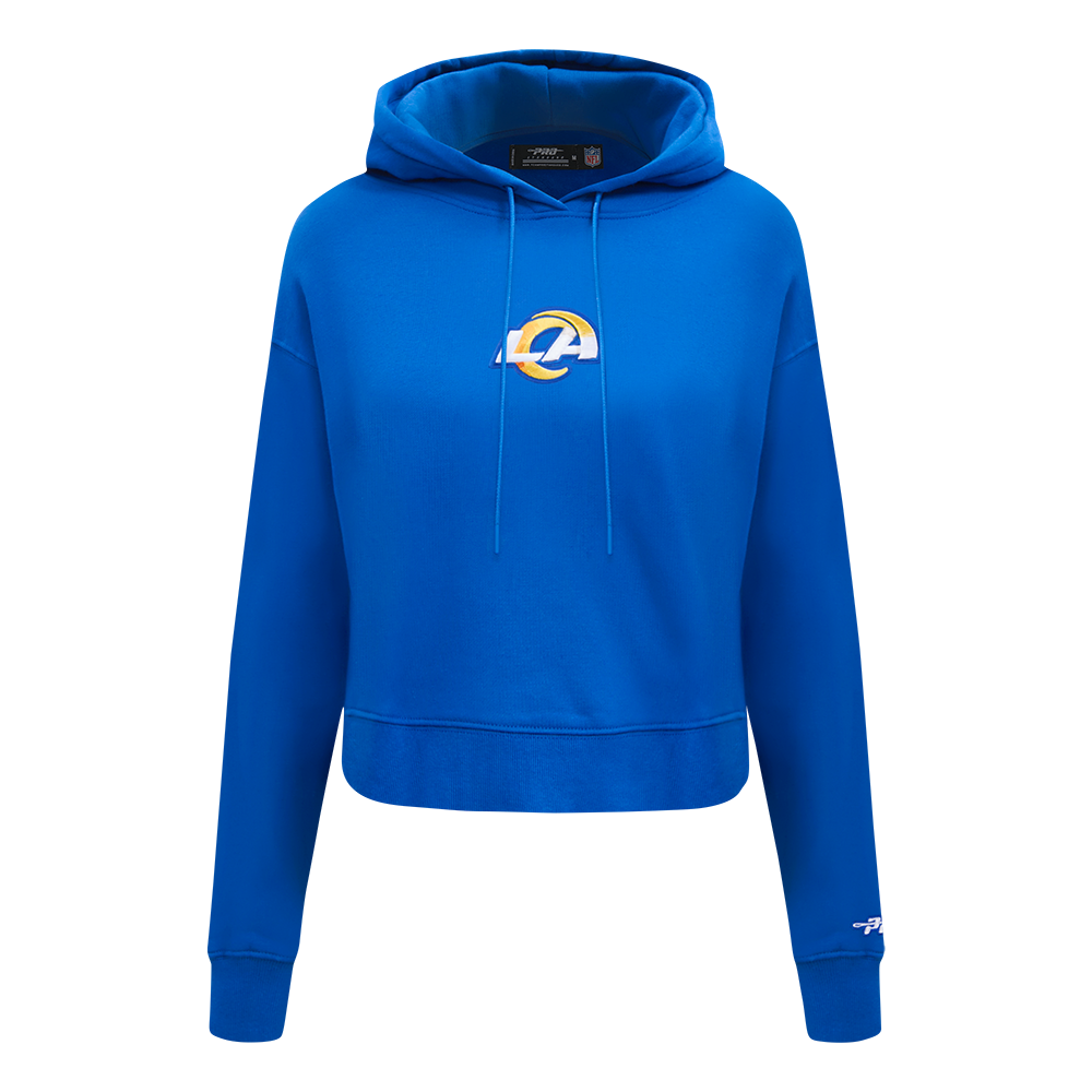 NFL LOS ANGELES RAMS WINGSPAN WOMEN'S FLC CROPPED PO HOODIE (ROYAL BLUE)