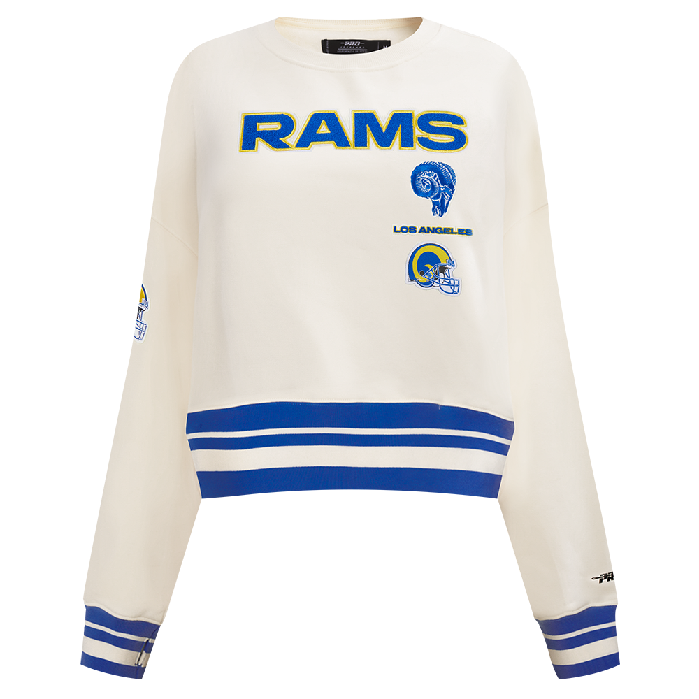 NFL LOS ANGELES RAMS RETRO CLASSIC WOMEN'S CREWNECK (EGGSHELL/ROYAL BLUE)