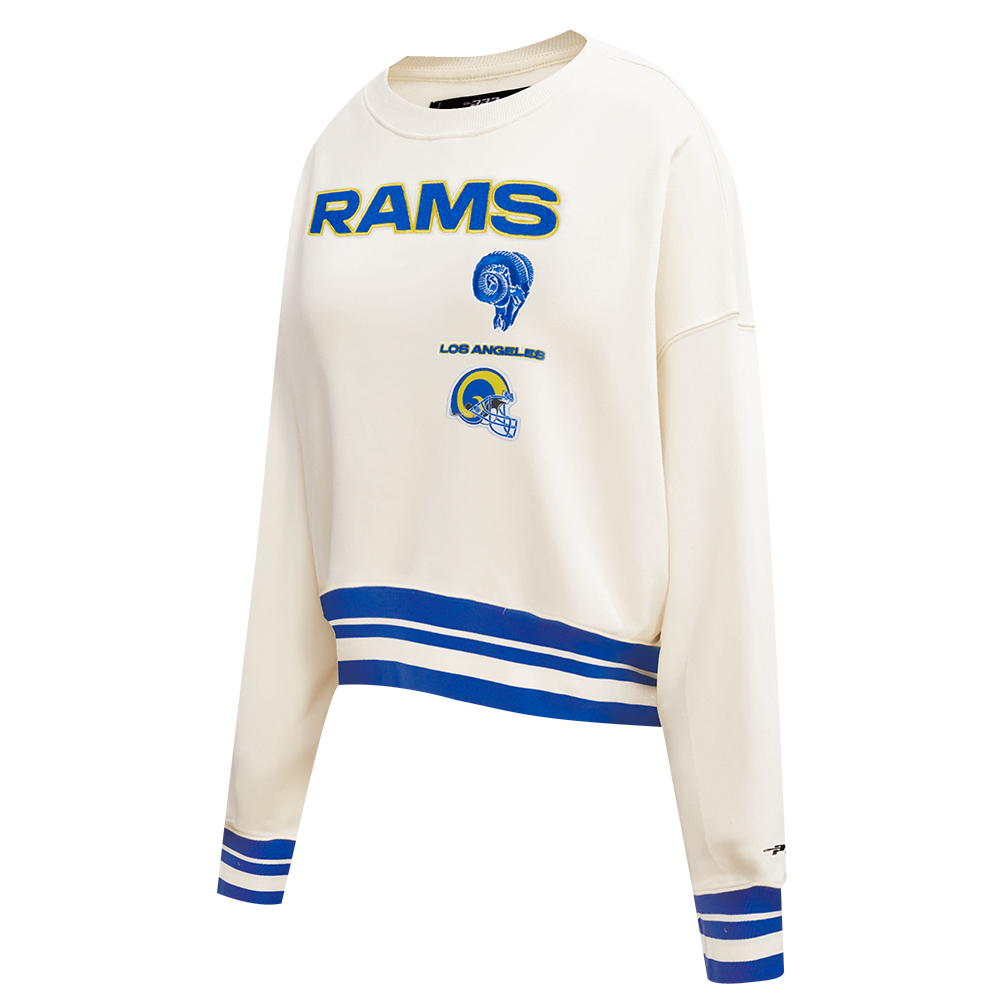 NFL LOS ANGELES RAMS RETRO CLASSIC WOMEN'S CREWNECK (EGGSHELL/ROYAL BLUE)