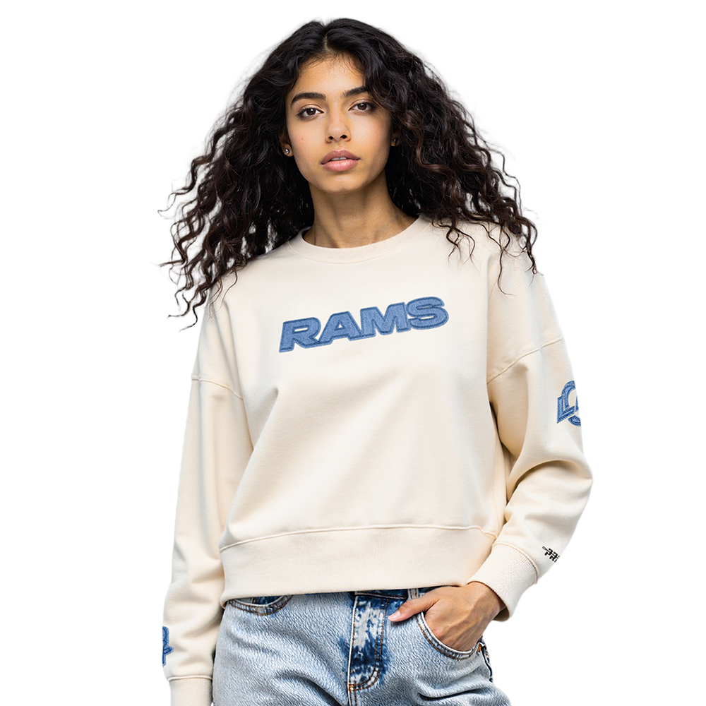 NFL LOS ANGELES RAMS VARSITY BLUES CHANDAIL À COL ROND EN MOLLETON POUR FEMME (LIN)