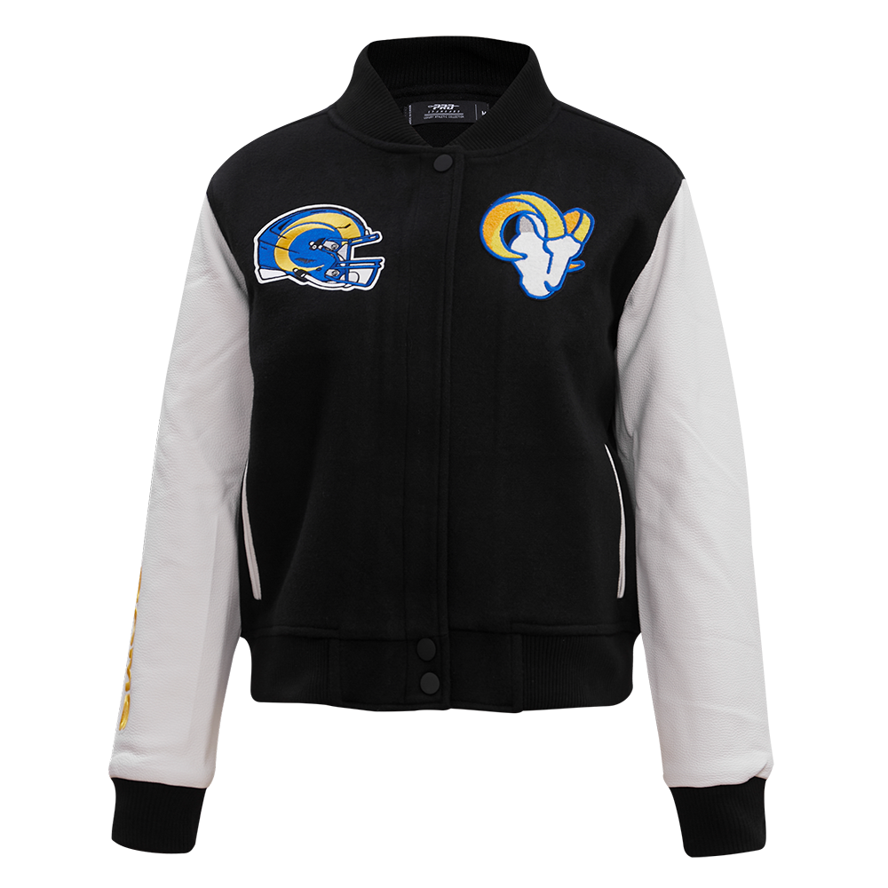 NFL LOS ANGELES RAMS CLASSIC WOOL WOMEN'S VARSITY JACKET (BLACK/WHITE)