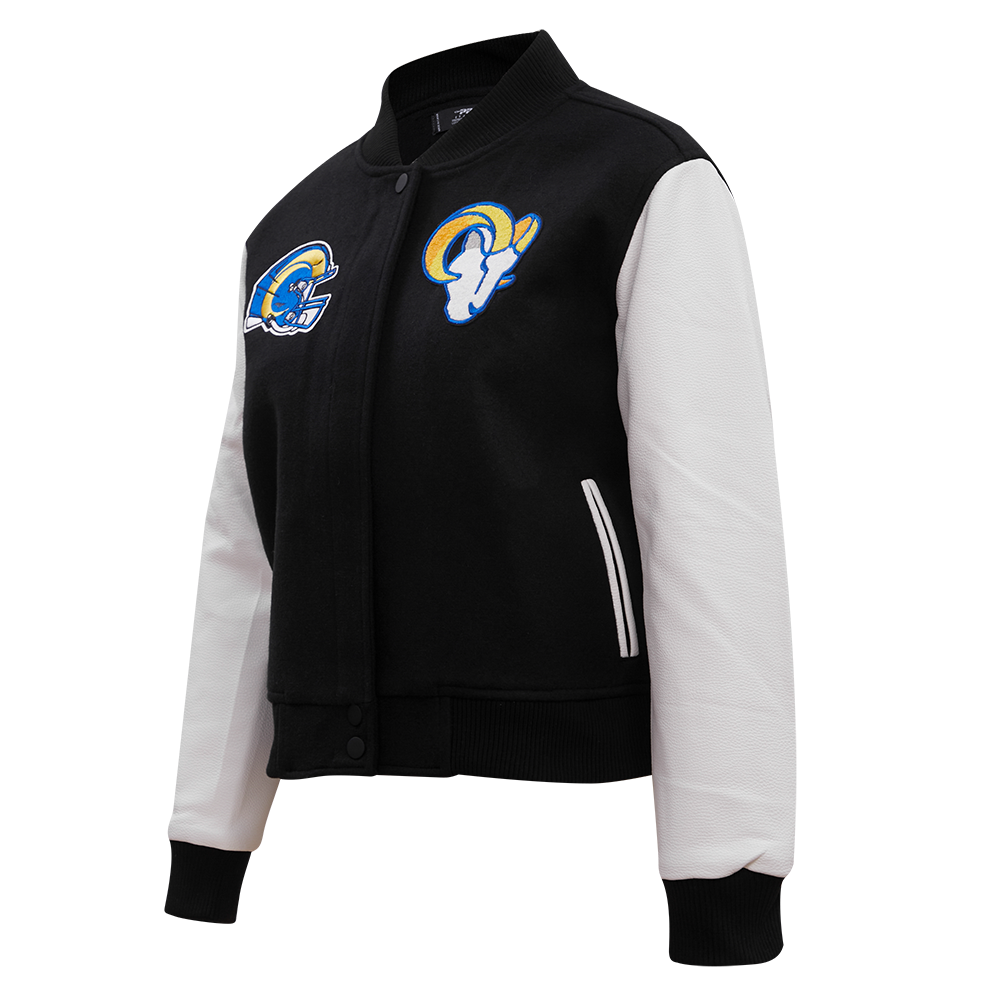 NFL LOS ANGELES RAMS CLASSIC WOOL WOMEN'S VARSITY JACKET (BLACK/WHITE)