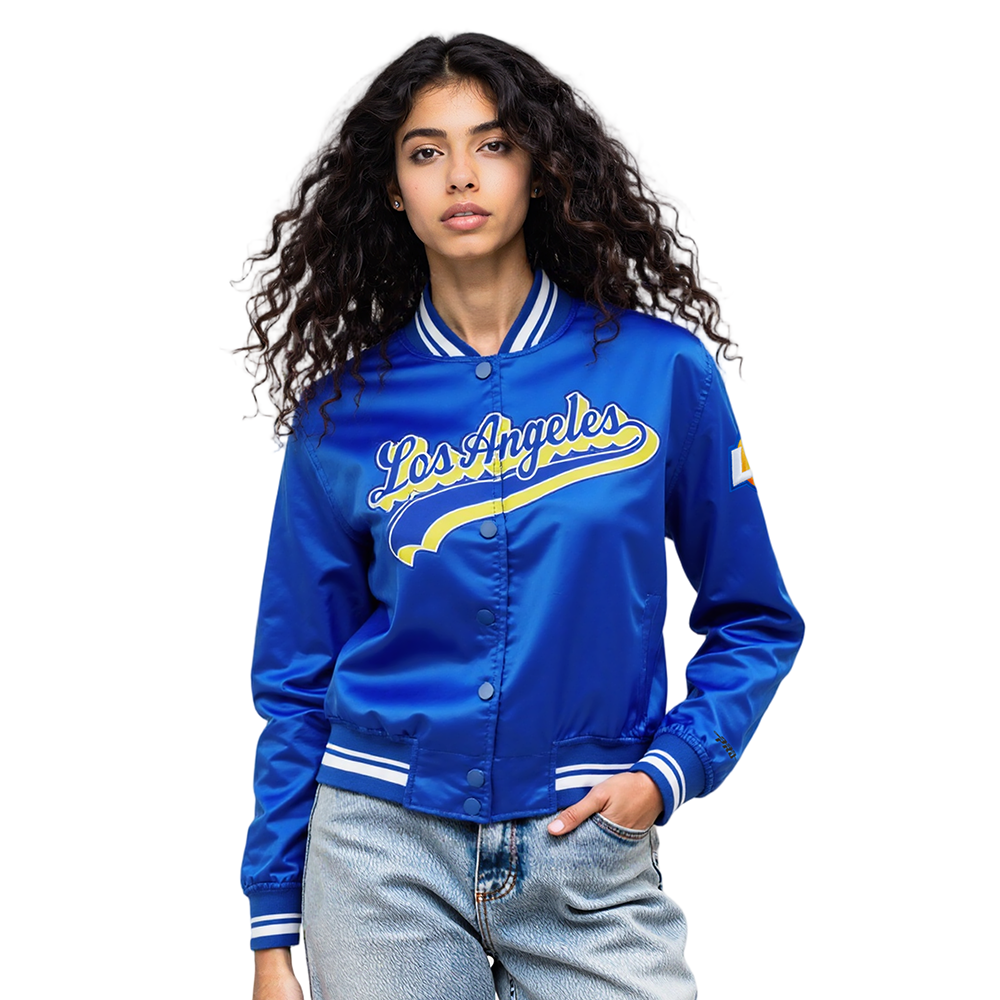 NFL LOS ANGELES RAMS SCRIPT TAIL BLOUSON EN SATIN POUR FEMME (BLEU ROYAL)