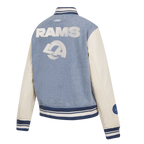 NFL LOS ANGELES RAMS VARSITY BLUES BLOUSON COLLÉGIAL EN DENIM POUR FEMME (DENIM/LIN)