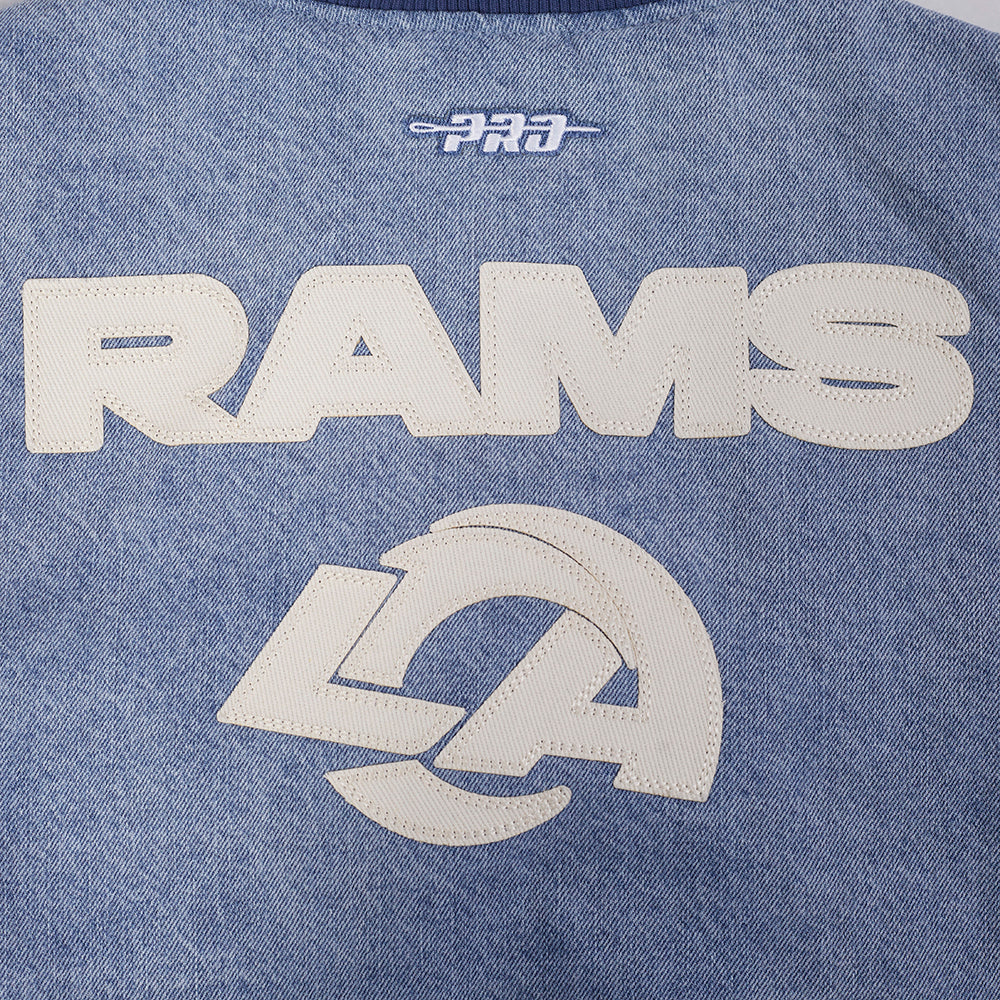 NFL LOS ANGELES RAMS VARSITY BLUES BLOUSON COLLÉGIAL EN DENIM POUR FEMME (DENIM/LIN)