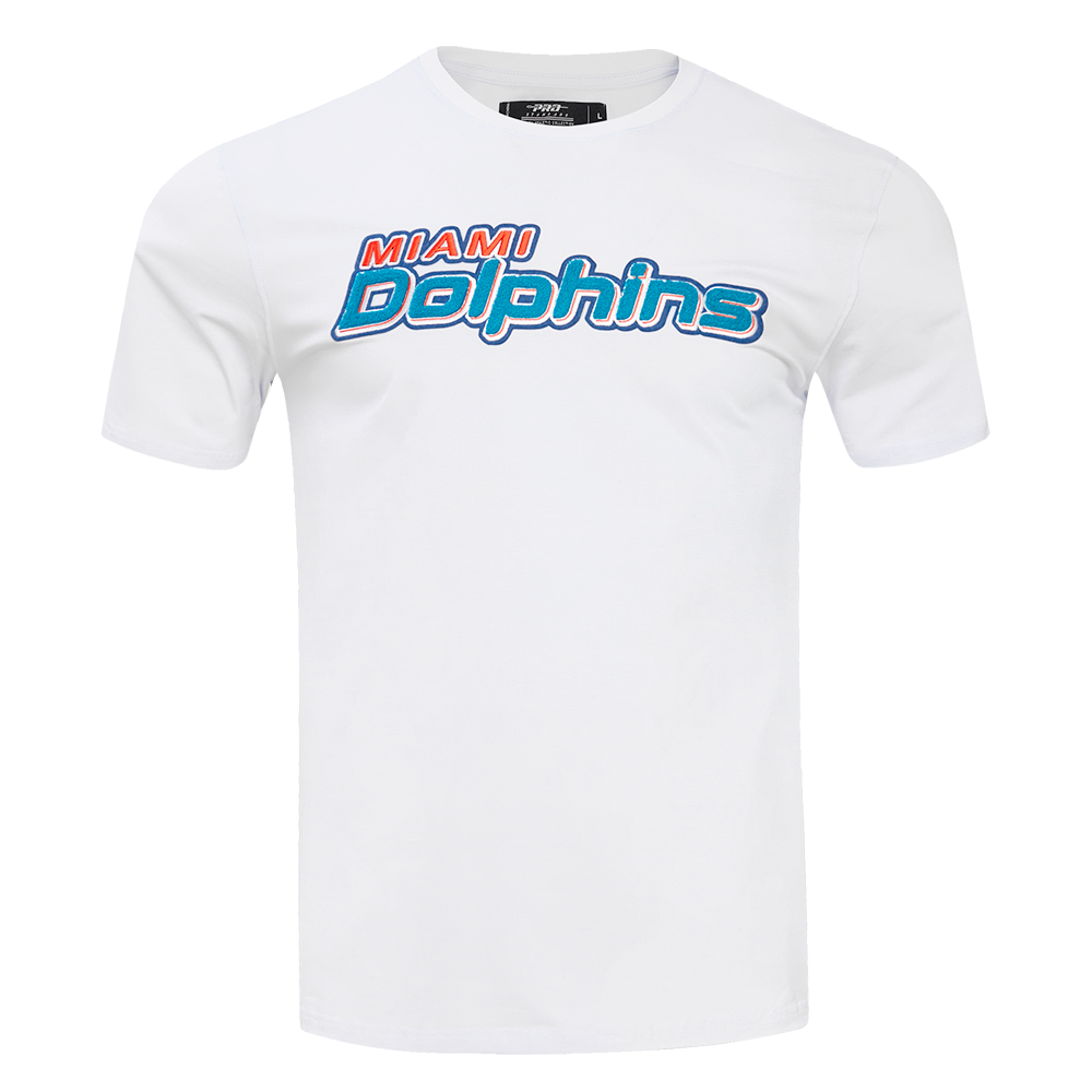 NFL MIAMI DOLPHINS CLASSIC CHENILLE T-SHIRT POUR HOMME (BLANC)