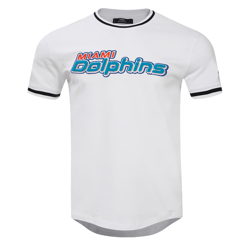 NFL MIAMI DOLPHINS CLASSIC CHENILLE T-SHIRT EN MAILLE DOUBLE POUR HOMME (BLANC)