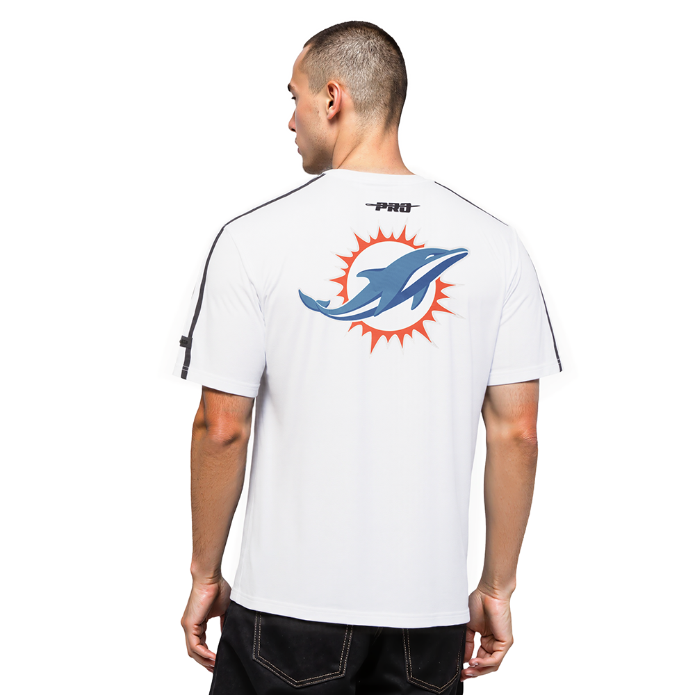 NFL MIAMI DOLPHINS CLASSIC MESH CHEMISE PRO TEAM À BANDES ET À LOGO POUR HOMME (BLANC/NOIR)