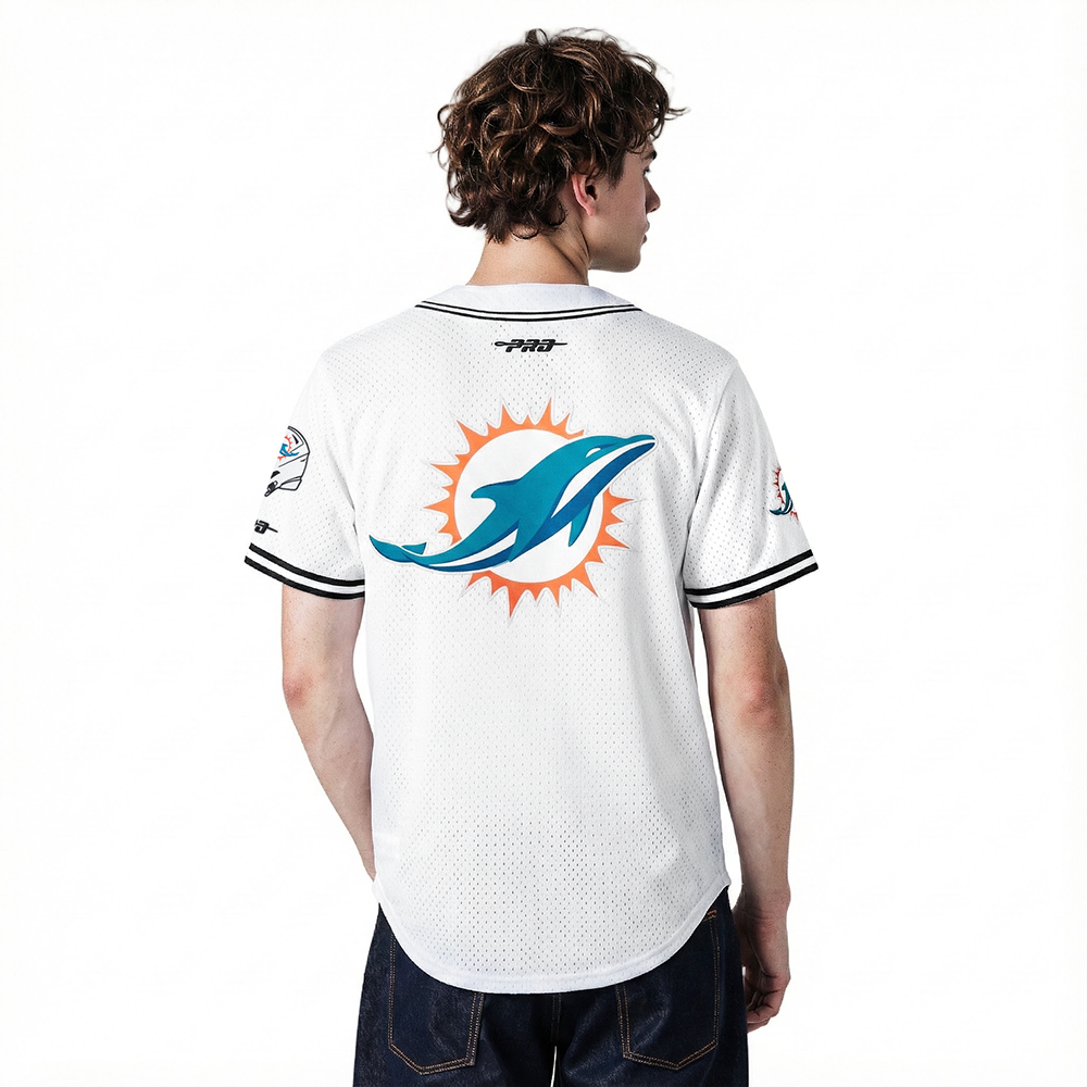 NFL MIAMI DOLPHINS TUA TAGOVAILOA #1 CLASSIC MESH PNN CHEMISE BOUTONNÉE EN FILET POUR HOMME (BLANC/NOIR/BLANC)