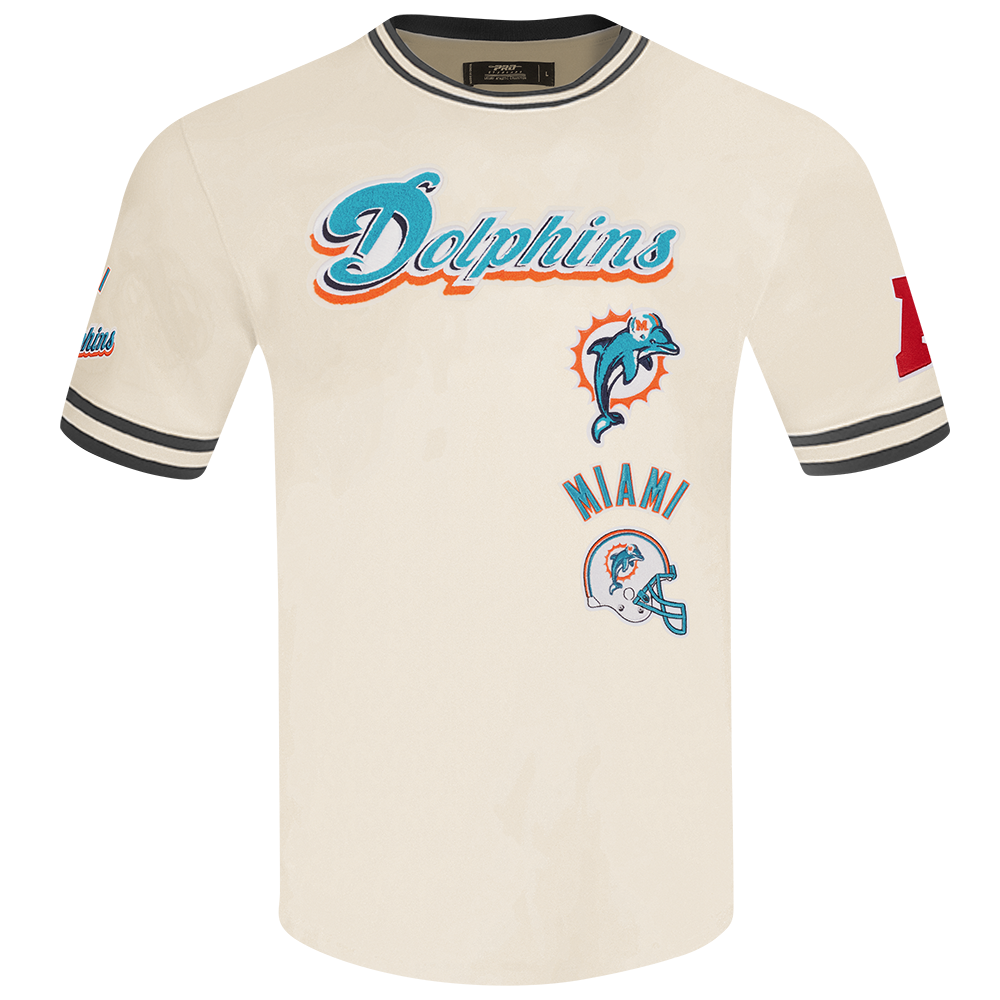 NFL MIAMI DOLPHINS RETRO CLASSIC T-SHIRT POUR HOMME (COQUILLE D'ŒUF/NOIR)