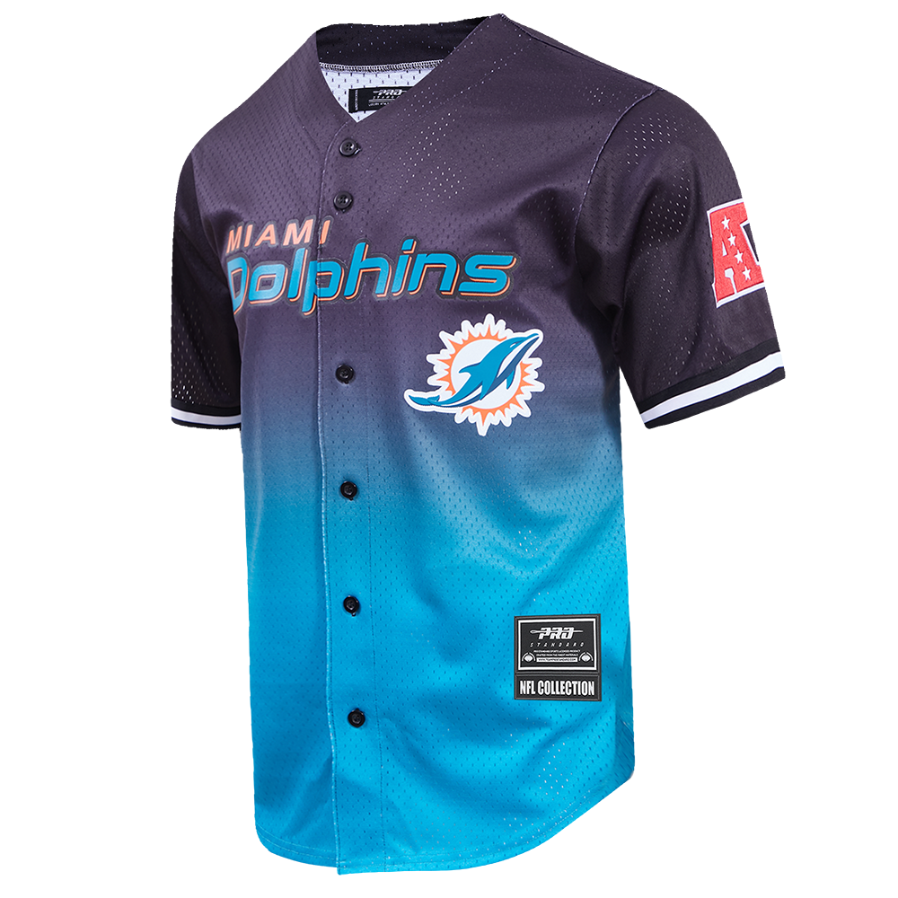 NFL MIAMI DOLPHINS TEAM MEN'S MESH BUTTON DOWN JERSEY (BLACK/TEAL)