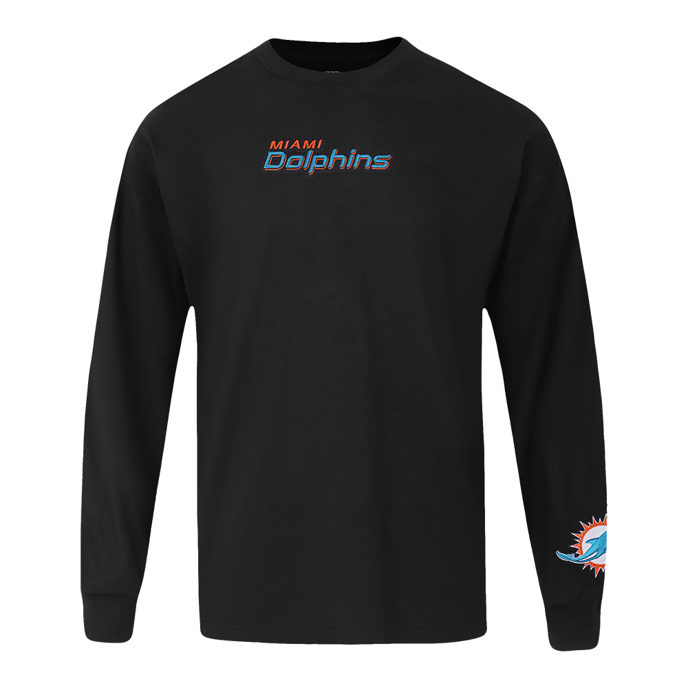 NFL MIAMI DOLPHINS WINGSPAN MEN'S DROP SHOULDER LS TEE (BLACK)