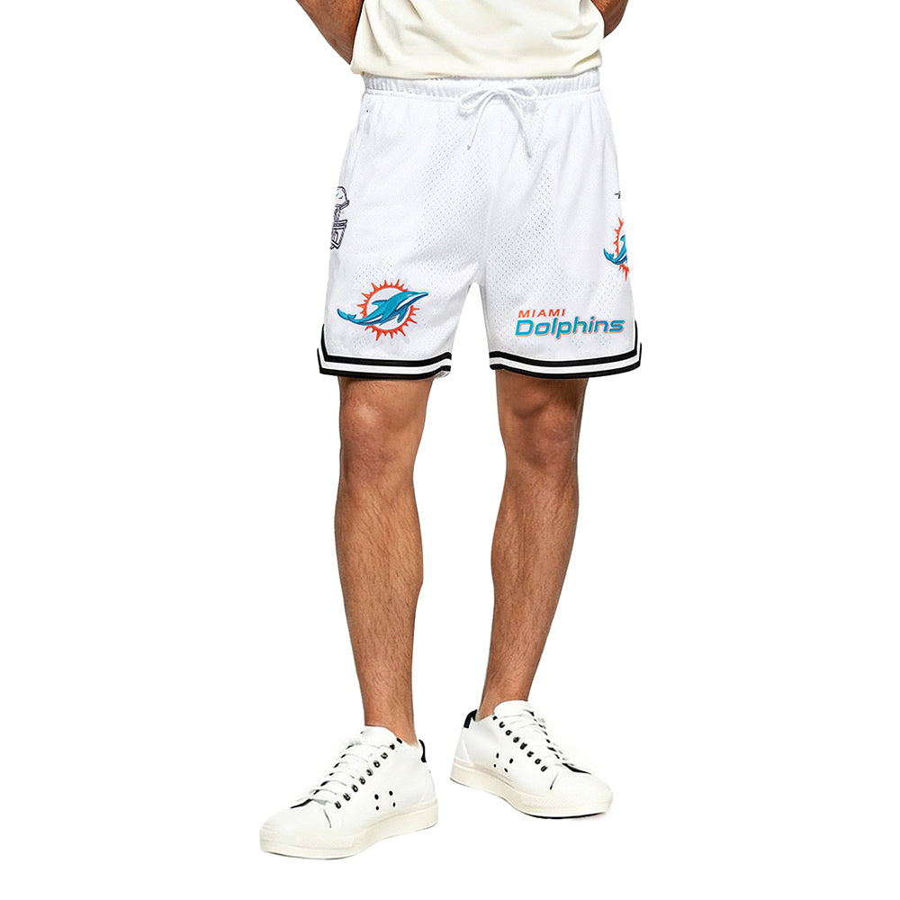 NFL MIAMI DOLPHINS CLASSIC MESH SHORT À LOGO (BLANC/NOIR/BLANC)