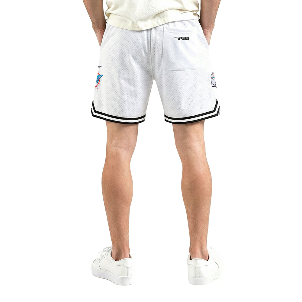 NFL MIAMI DOLPHINS CLASSIC MESH SHORT À LOGO (BLANC/NOIR/BLANC)