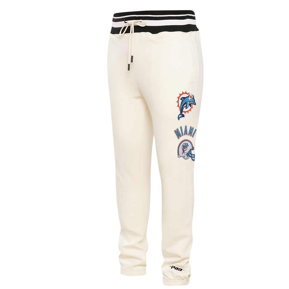 NFL MIAMI DOLPHINS RETRO CLASSIC MEN'S FLC SWEATPANT (EGGSHELL/ BLACK)