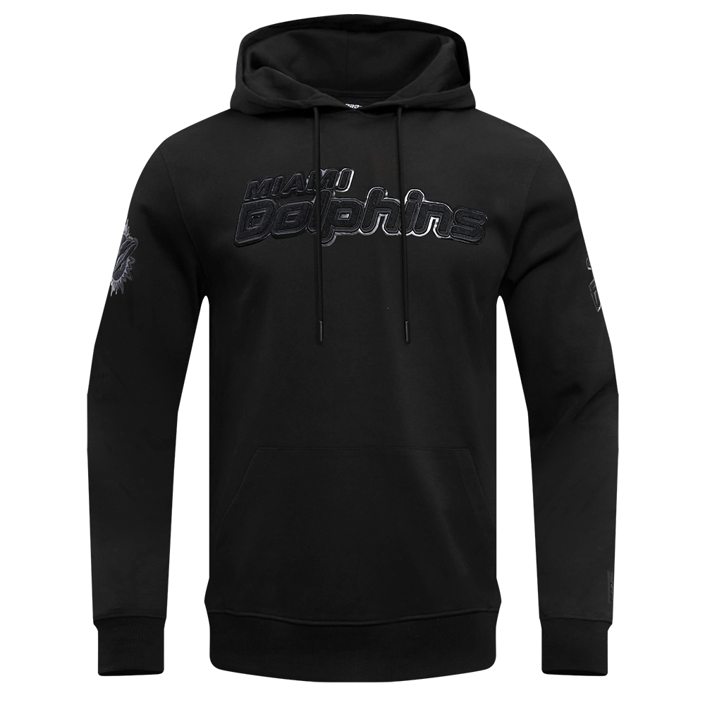 NFL MIAMI DOLPHINS TRIPLE BLACK CHANDAIL À CAPUCHON EN MAILLE DOUBLE POUR HOMME (TRIPLE NOIR HOMME)