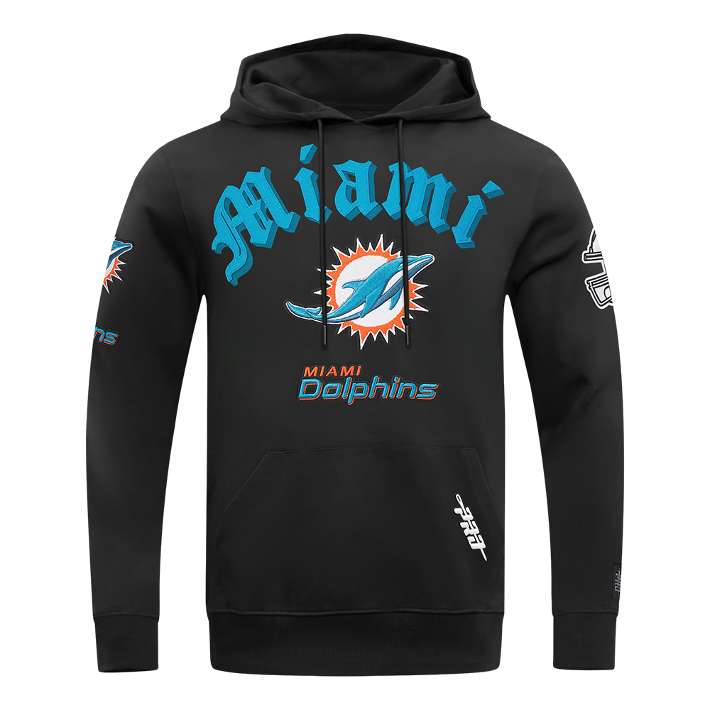 NFL MIAMI DOLPHINS OLD ENGLISH CHANDAIL À CAPUCHON POUR HOMME (NOIR)