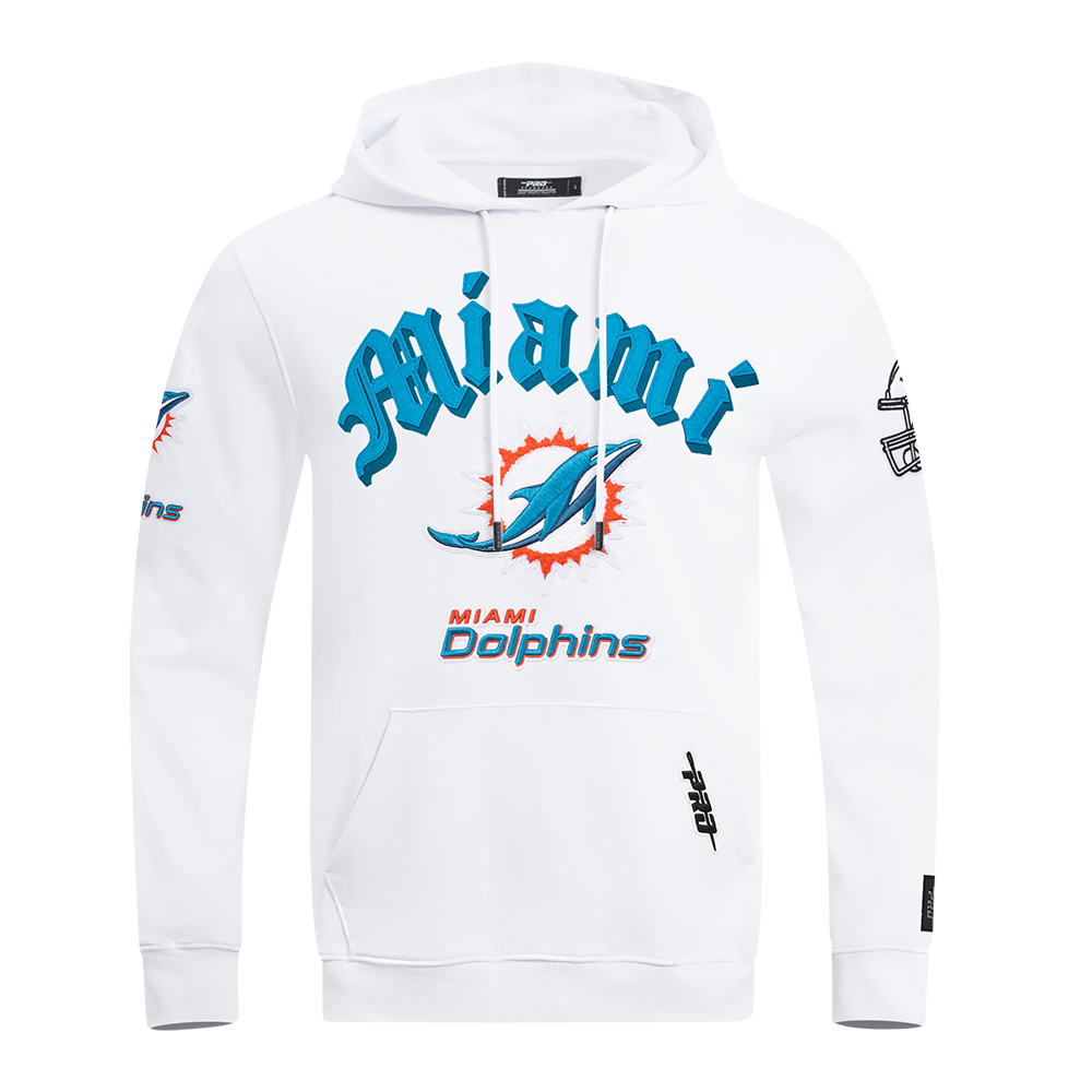 NFL MIAMI DOLPHINS OLD ENGLISH CHANDAIL À CAPUCHON POUR HOMME (BLANC)