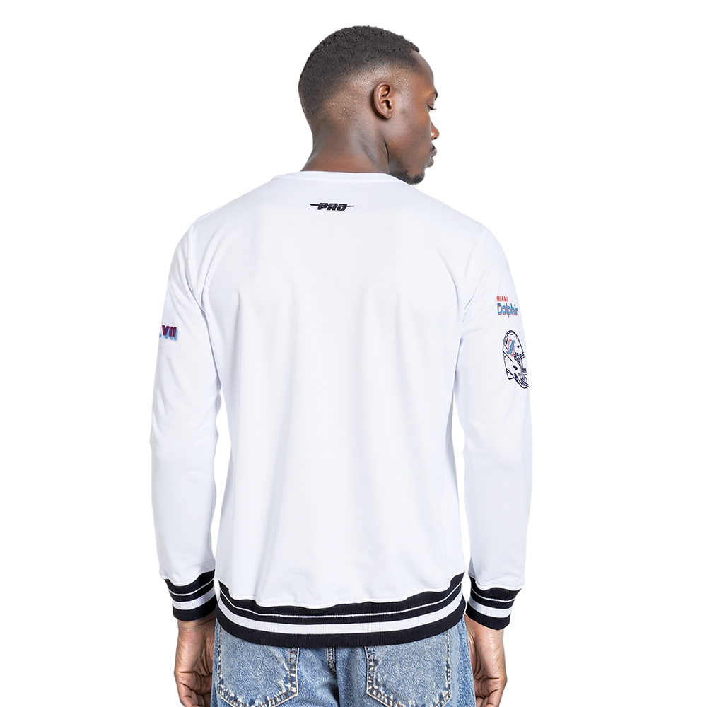 NFL MIAMI DOLPHINS CHANDAIL À COL ROND MASHUP CÔTELÉ POUR HOMME (BLANC/NOIR)