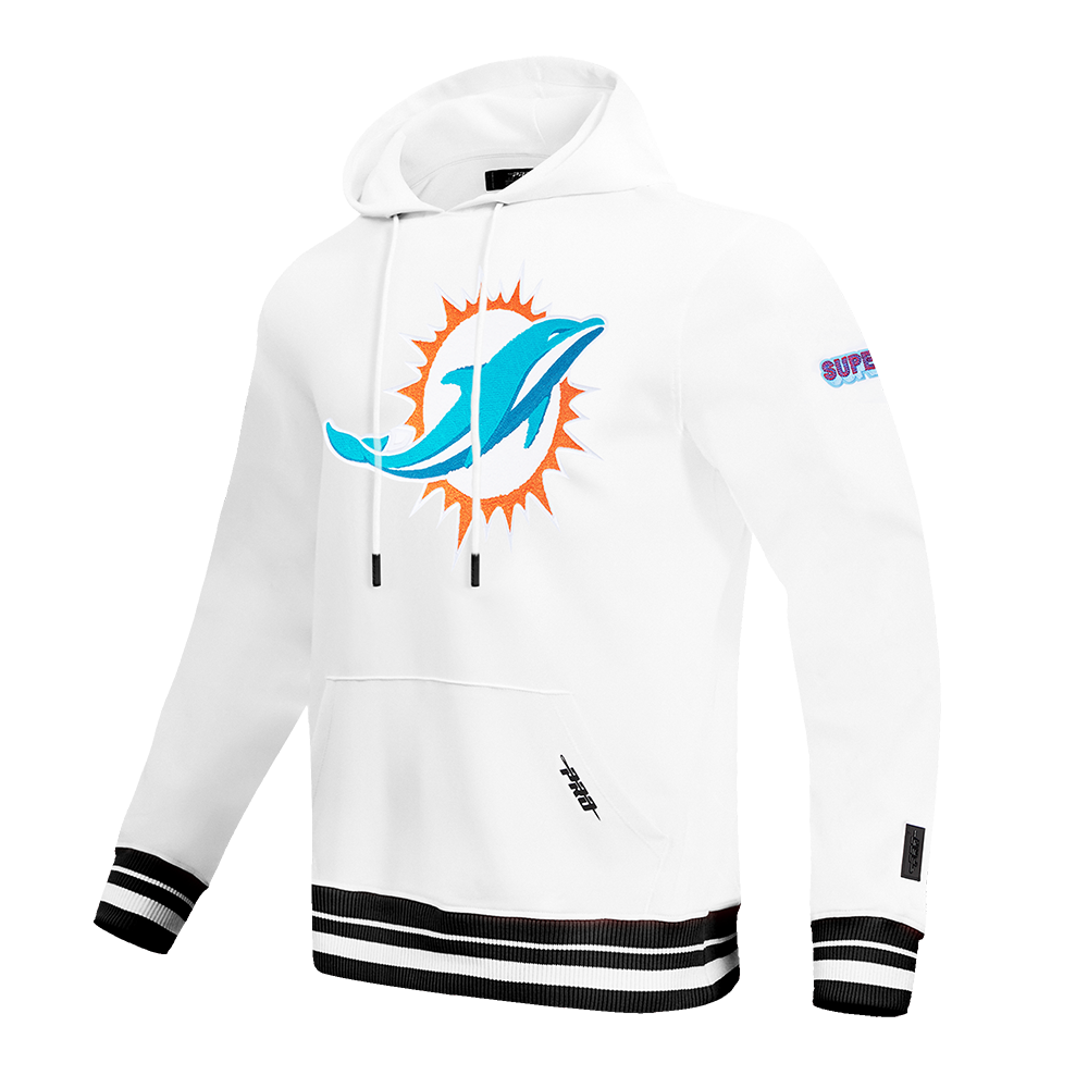NFL MIAMI DOLPHINS MASHUP MEN'S RIB PULLOVER HOODIE (WHITE/BLACK)