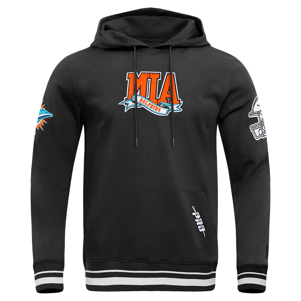 NFL MIAMI DOLPHINS TEAM PENNANTS CHANDAIL À CAPUCHON EN MOLLETON CÔTELÉ POUR HOMME (NOIR)