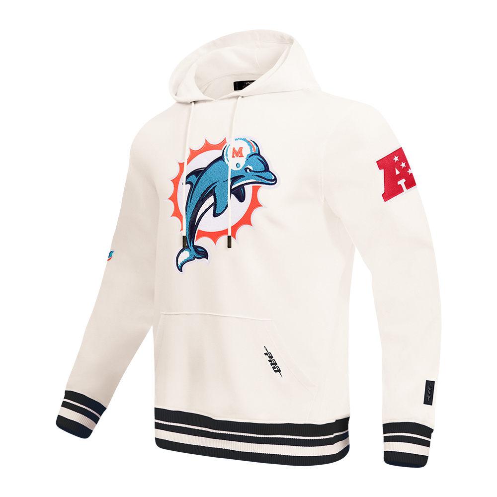 NFL MIAMI DOLPHINS RETRO CLASSIC MEN'S PULLOVER HOODIE (EGGSHELL/ BLACK)