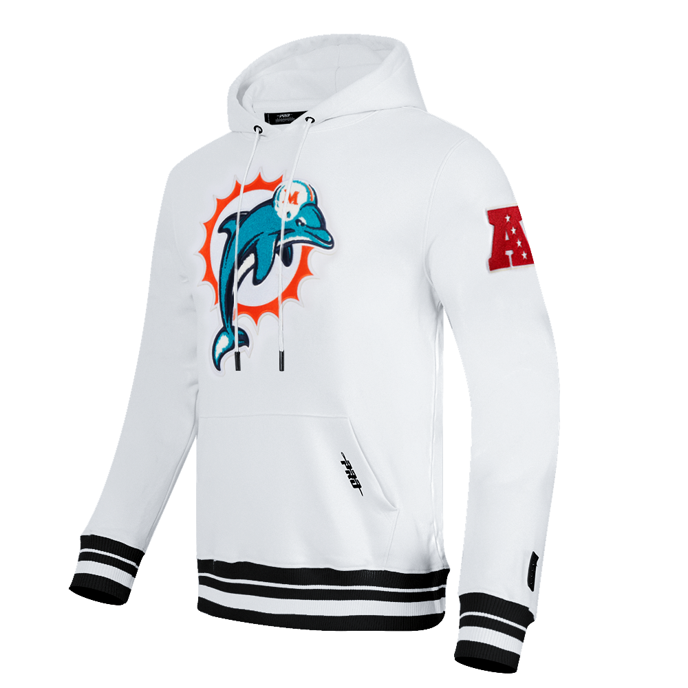 NFL MIAMI DOLPHINS RETRO CLASSIC MEN'S PULLOVER HOODIE (WHITE/BLACK)