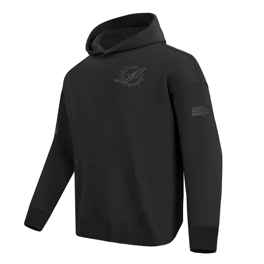 NFL MIAMI DOLPHINS NEUTRAL MEN'S DROP SHOULDER PULLOVER HOODIE (BLACK)