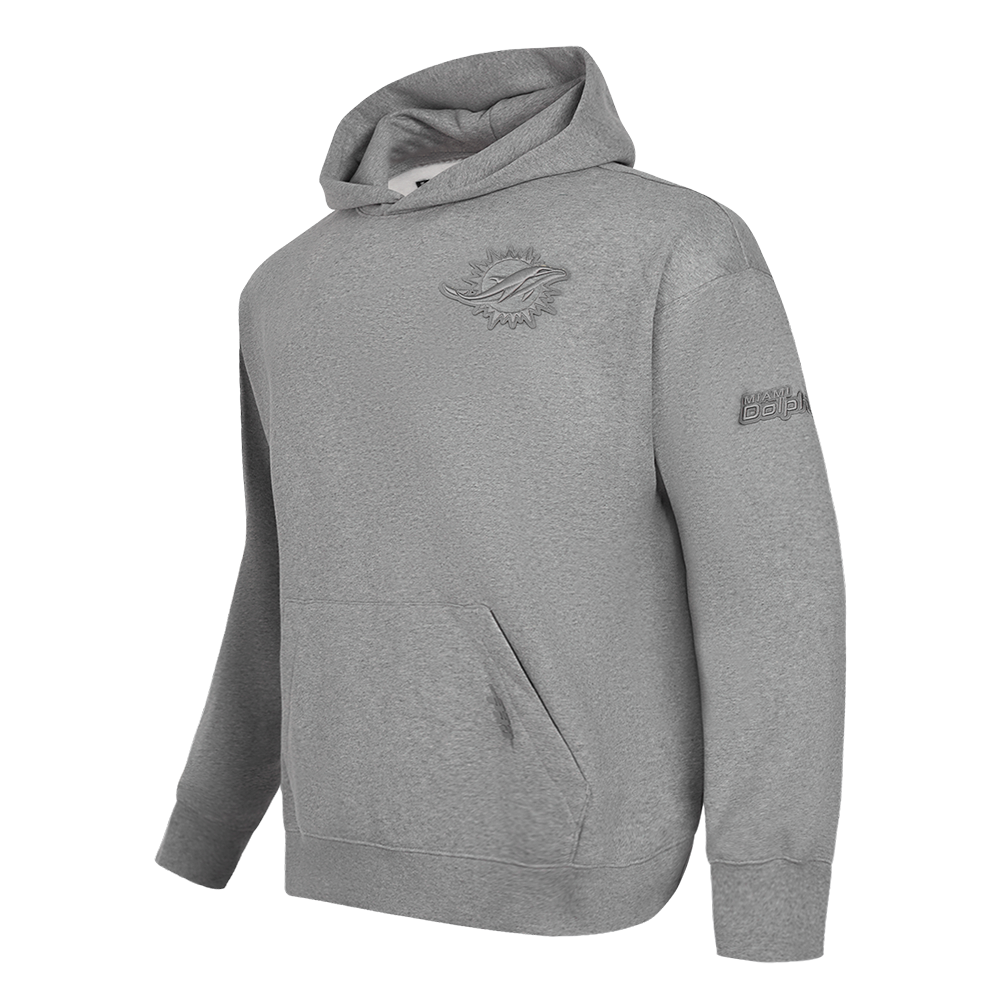 NFL MIAMI DOLPHINS NEUTRAL MEN'S DROP SHOULDER PULLOVER HOODIE (DARK HEATHER GRAY)