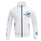 NFL MIAMI DOLPHINS CLASSIC VESTE D'ENTRAÎNEMENT EN MAILLE DOUBLE POUR HOMME (BLANC/NOIR)