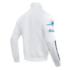NFL MIAMI DOLPHINS CLASSIC VESTE D'ENTRAÎNEMENT EN MAILLE DOUBLE POUR HOMME (BLANC/NOIR)
