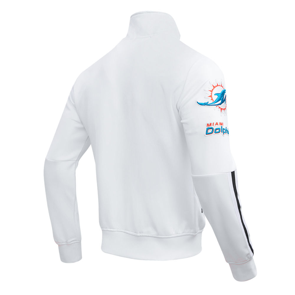 NFL MIAMI DOLPHINS CLASSIC VESTE D'ENTRAÎNEMENT EN MAILLE DOUBLE POUR HOMME (BLANC/NOIR)