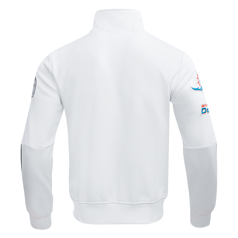 NFL MIAMI DOLPHINS CLASSIC VESTE D'ENTRAÎNEMENT EN MAILLE DOUBLE POUR HOMME (BLANC/NOIR)
