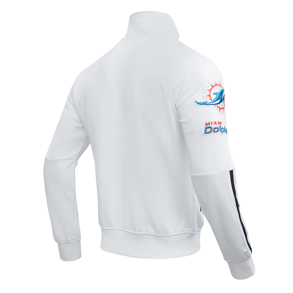 NFL MIAMI DOLPHINS CLASSIC VESTE D'ENTRAÎNEMENT EN MAILLE DOUBLE POUR HOMME (BLANC/NOIR)