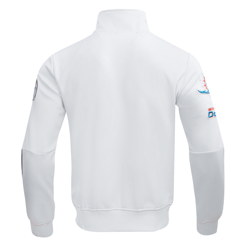 NFL MIAMI DOLPHINS CLASSIC VESTE D'ENTRAÎNEMENT EN MAILLE DOUBLE POUR HOMME (BLANC/NOIR)