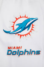 NFL MIAMI DOLPHINS CLASSIC VESTE D'ENTRAÎNEMENT EN MAILLE DOUBLE POUR HOMME (BLANC/NOIR)