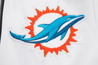NFL MIAMI DOLPHINS CLASSIC VESTE D'ENTRAÎNEMENT EN MAILLE DOUBLE POUR HOMME (BLANC/NOIR)