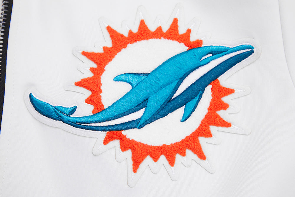 NFL MIAMI DOLPHINS CLASSIC VESTE D'ENTRAÎNEMENT EN MAILLE DOUBLE POUR HOMME (BLANC/NOIR)