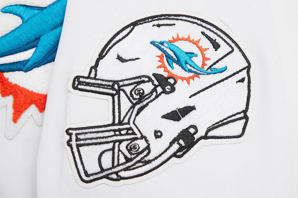 NFL MIAMI DOLPHINS CLASSIC VESTE D'ENTRAÎNEMENT EN MAILLE DOUBLE POUR HOMME (BLANC/NOIR)
