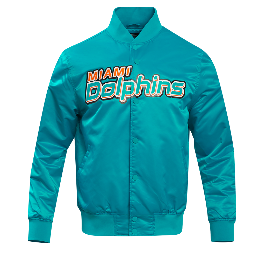 NFL MIAMI DOLPHINS BIG LOGO MEN'S SATIN JACKET (TEAL)