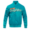 NFL MIAMI DOLPHINS BIG LOGO MEN'S SATIN JACKET (TEAL)