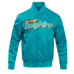 NFL MIAMI DOLPHINS BIG LOGO MEN'S SATIN JACKET (TEAL)