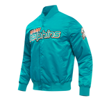 NFL MIAMI DOLPHINS BIG LOGO MEN'S SATIN JACKET (TEAL)