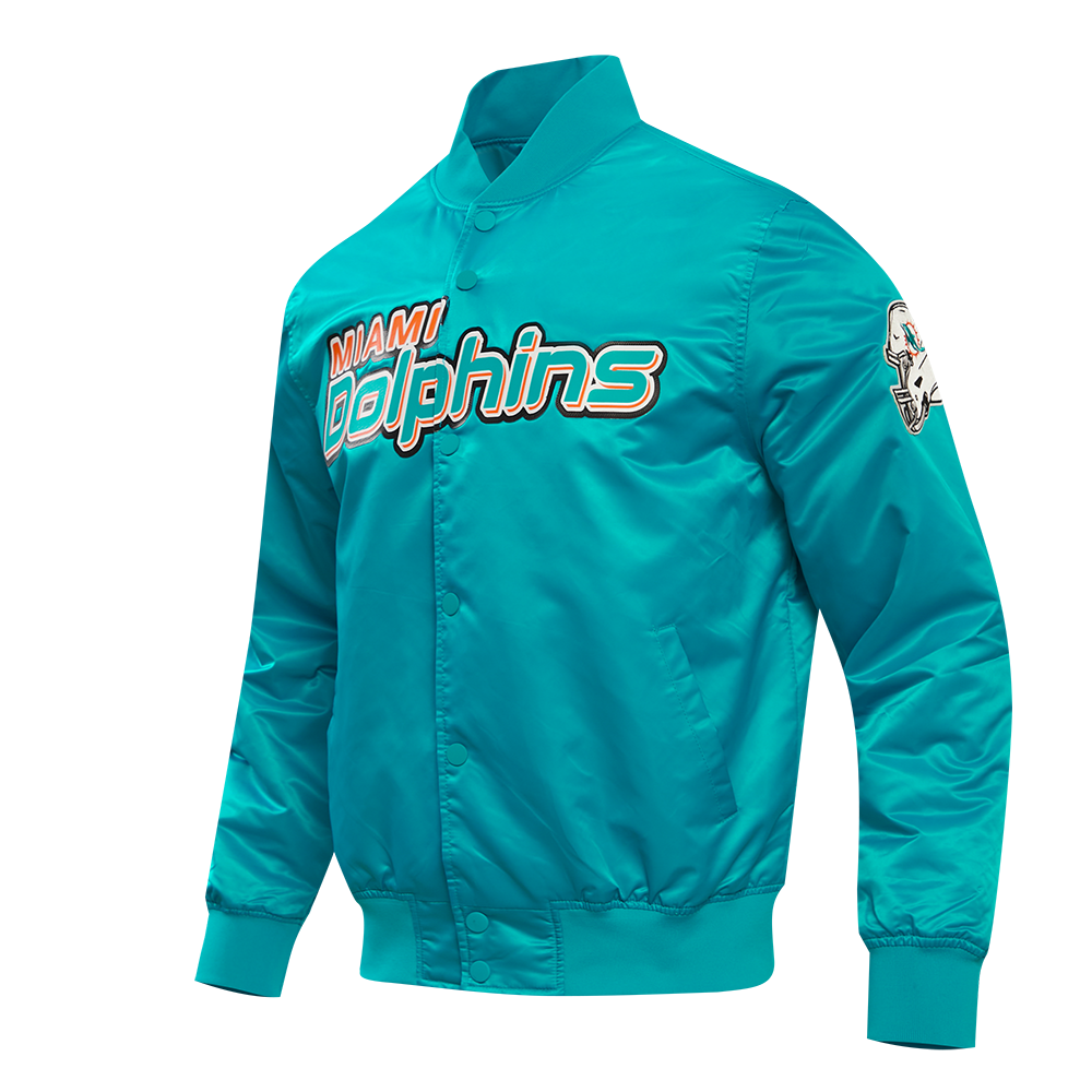 NFL MIAMI DOLPHINS BLOUSON EN SATIN À GRAND LOGO POUR HOMME (SARCELLE)