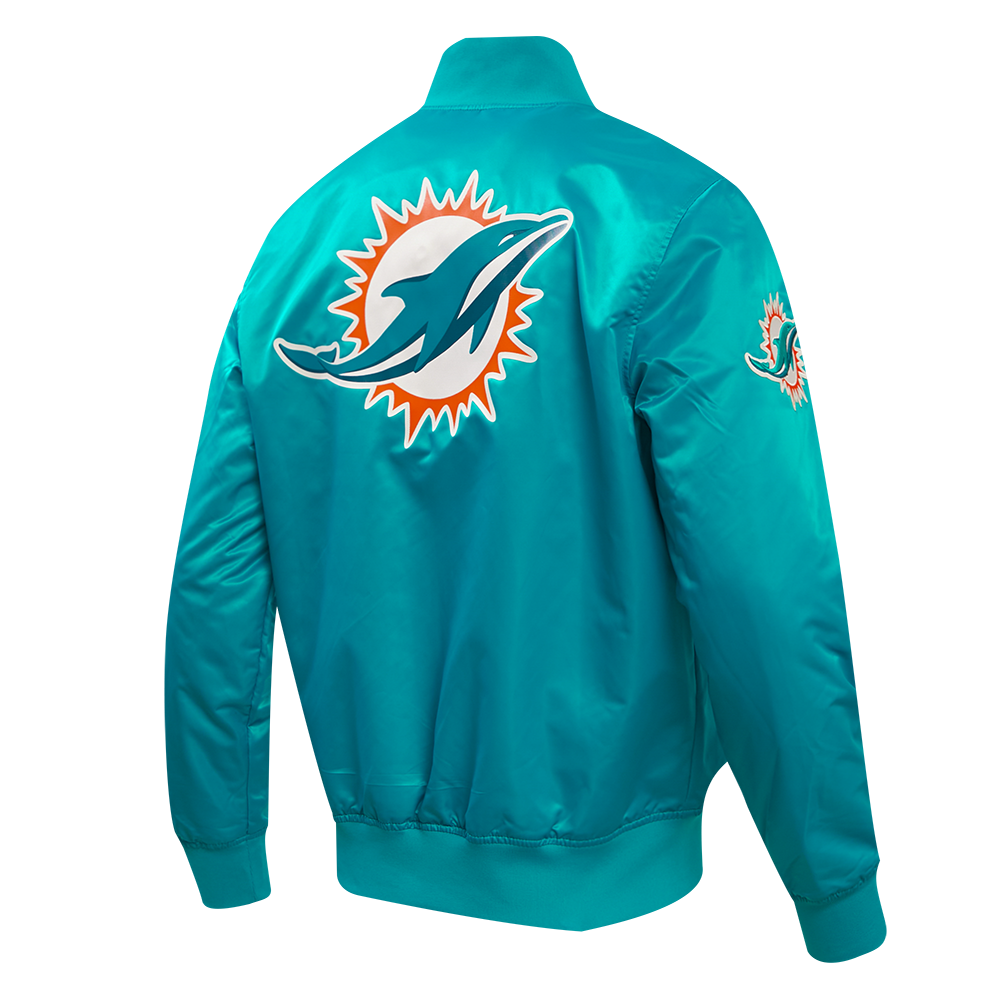 NFL MIAMI DOLPHINS BIG LOGO MEN'S SATIN JACKET (TEAL)