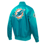 NFL MIAMI DOLPHINS BIG LOGO MEN'S SATIN JACKET (TEAL)
